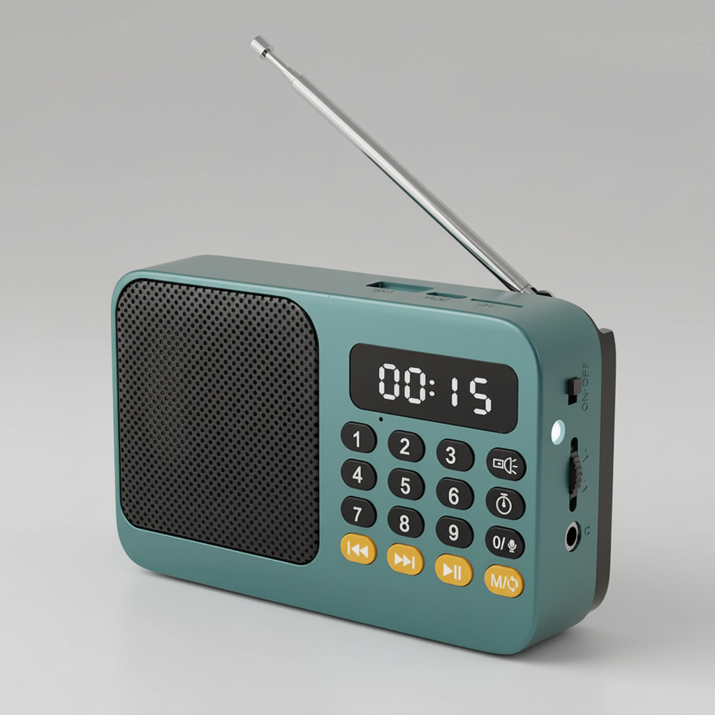 Tragbarer Akku-Radioempfänger mit Bluetooth-Lautsprecher und Taschenlampe