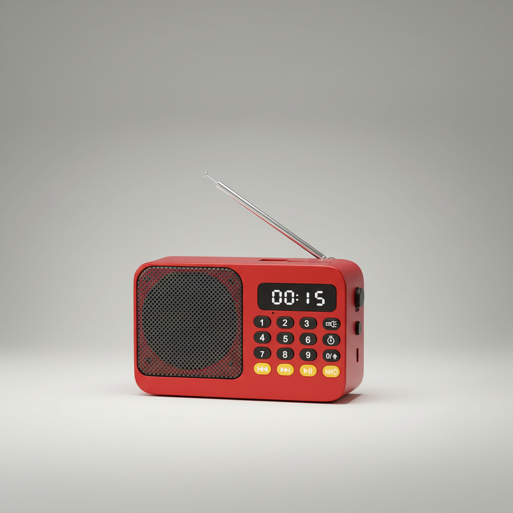 Tragbarer Akku-Radioempfänger mit Bluetooth-Lautsprecher und Taschenlampe