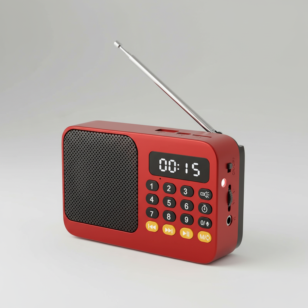 Tragbares wiederaufladbares Radio mit UKW Bluetooth und integrierter Taschenlampe