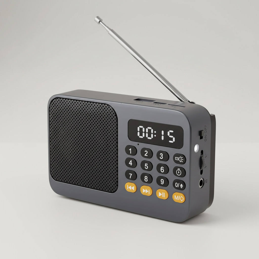 Tragbares wiederaufladbares Radio mit UKW Bluetooth und integrierter Taschenlampe