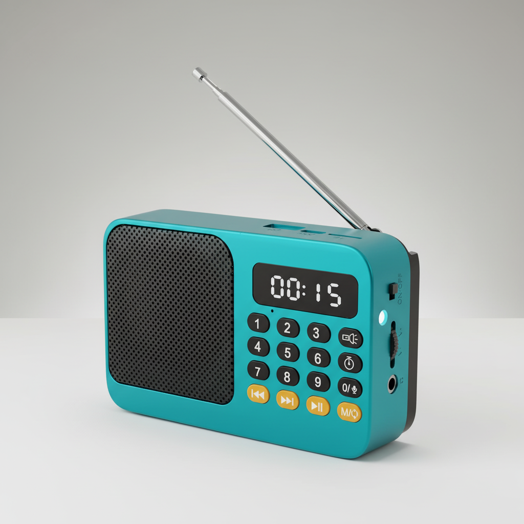 Tragbares wiederaufladbares Radio mit UKW Bluetooth und integrierter Taschenlampe