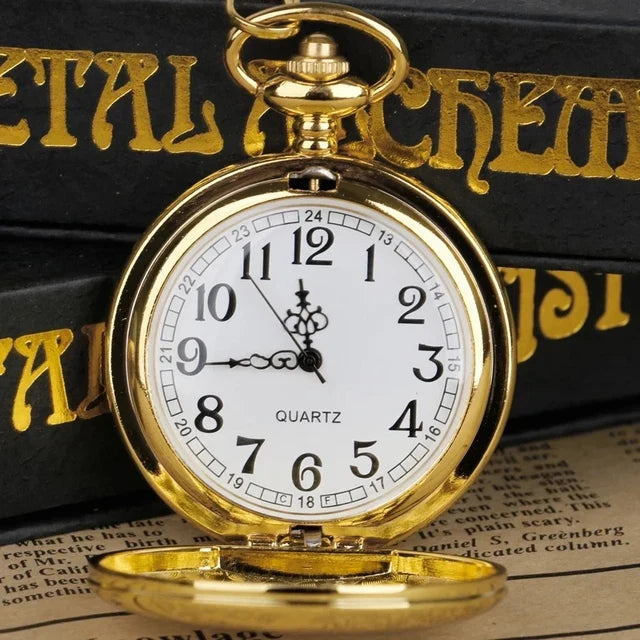 Klassische Taschenuhr mit Kette und Geschenkbox elegantes Quarzwerk