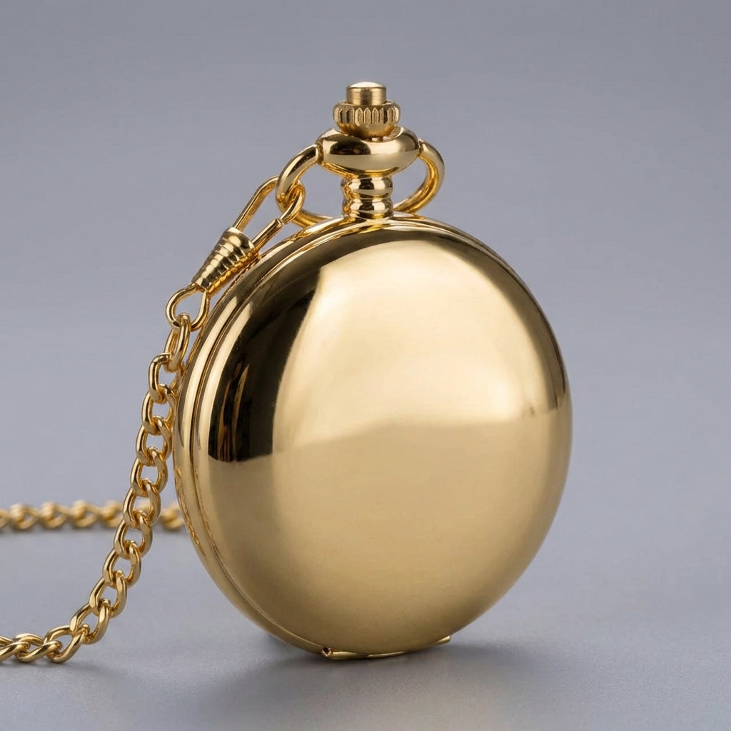 Klassische Taschenuhr mit Kette und Geschenkbox elegantes Quarzwerk