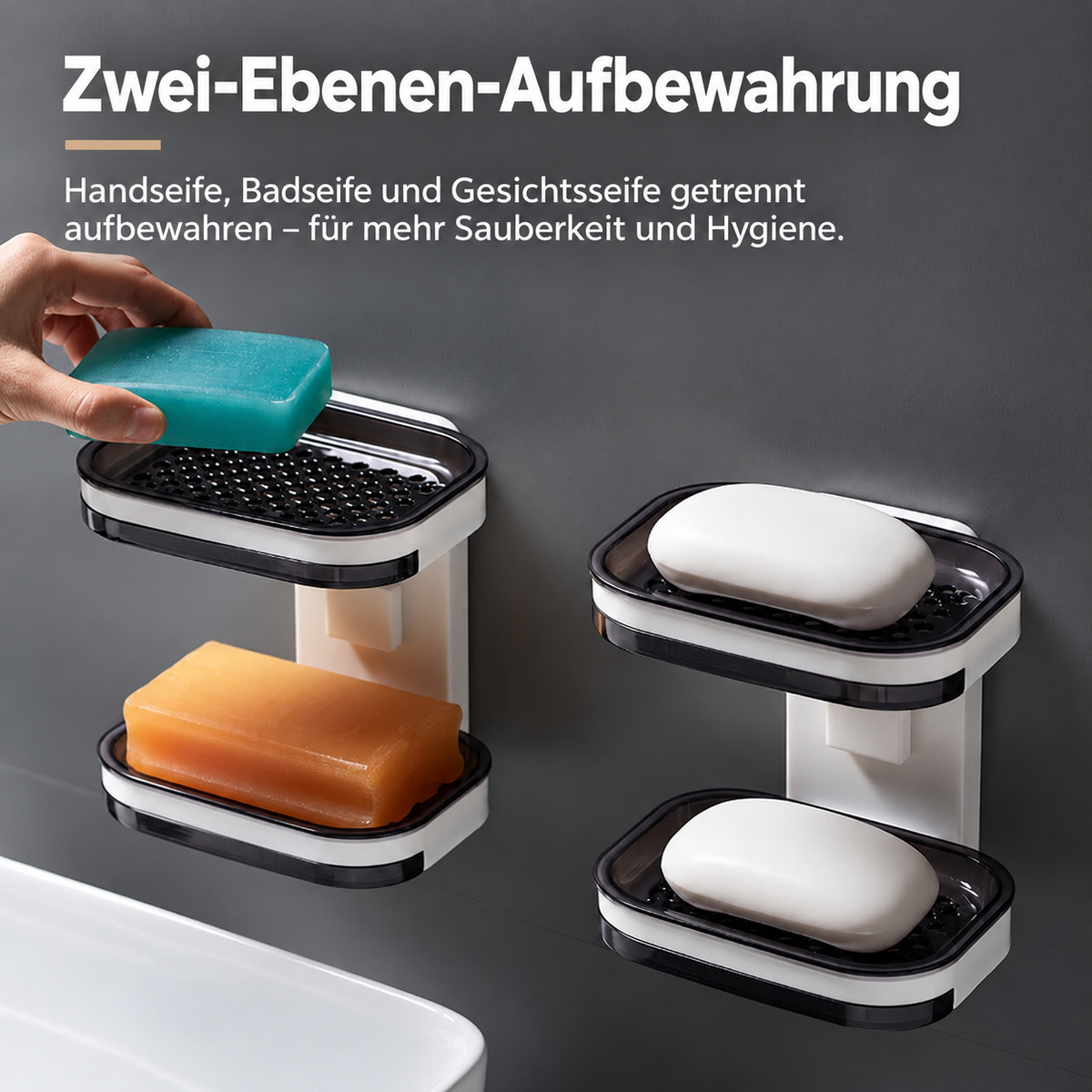 Nordspur | Ausziehbare Seifenablage mit Ablauf