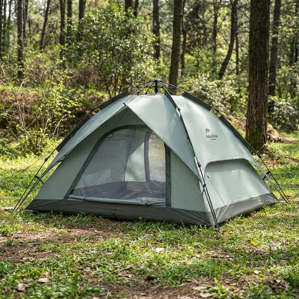 Automatisches Pop-Up Campingzelt für 3 Personen mit Doppeltür und Belüftung