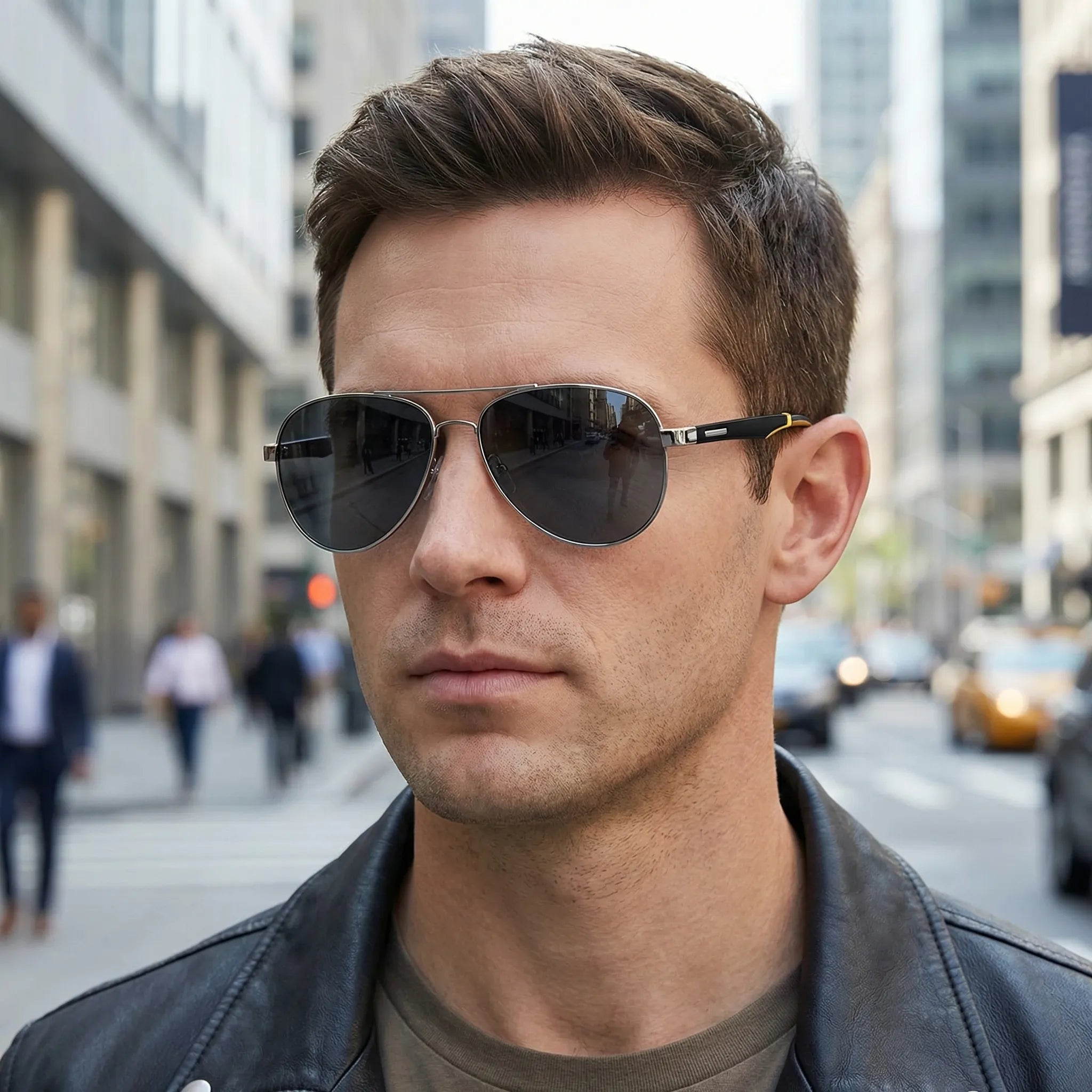 Pilotensonnenbrille polarisiert HD-Gläser Aviator-Stil Herren