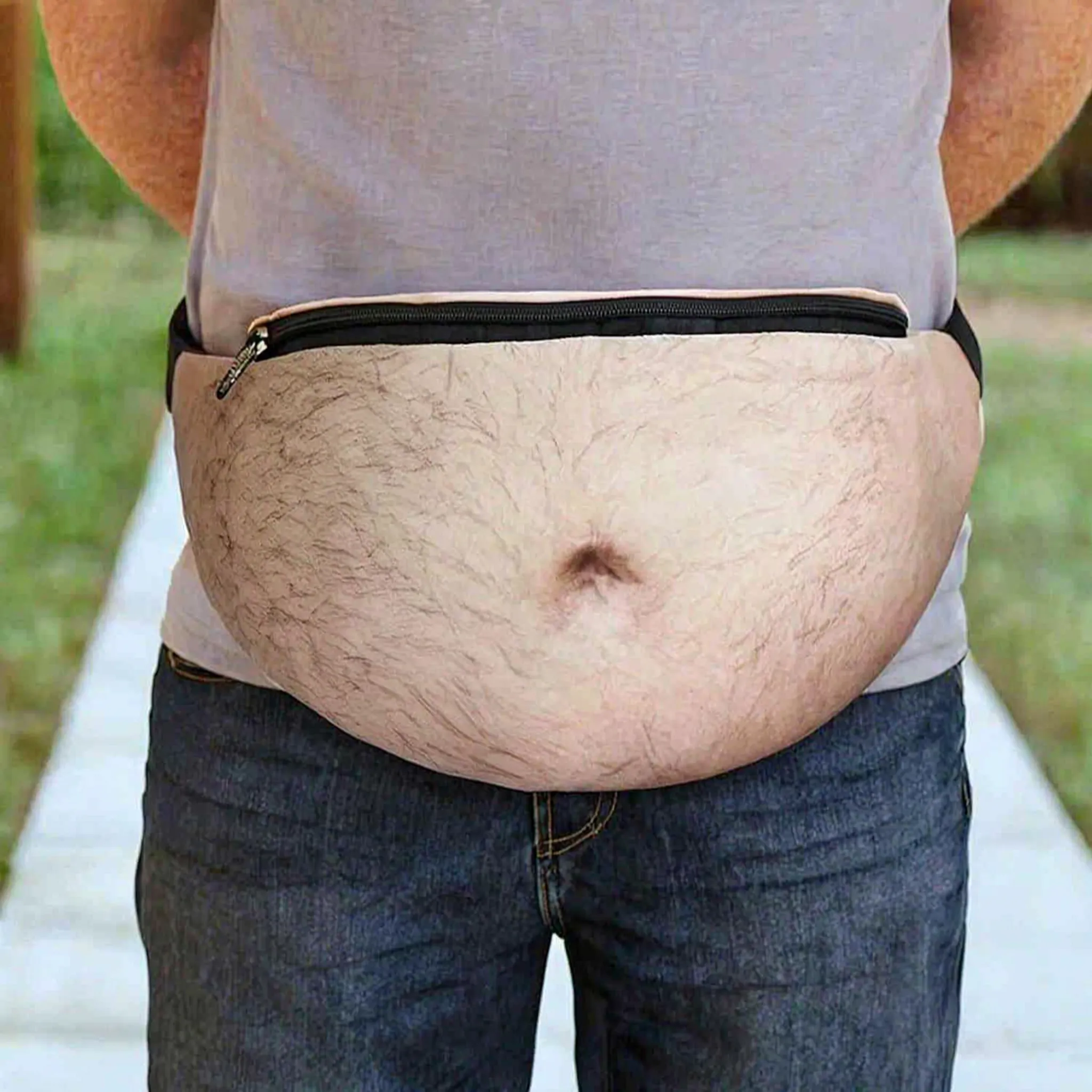 Novelty-Bauchtasche realistischer Bauch 3D-Design mit Reißverschlussfach