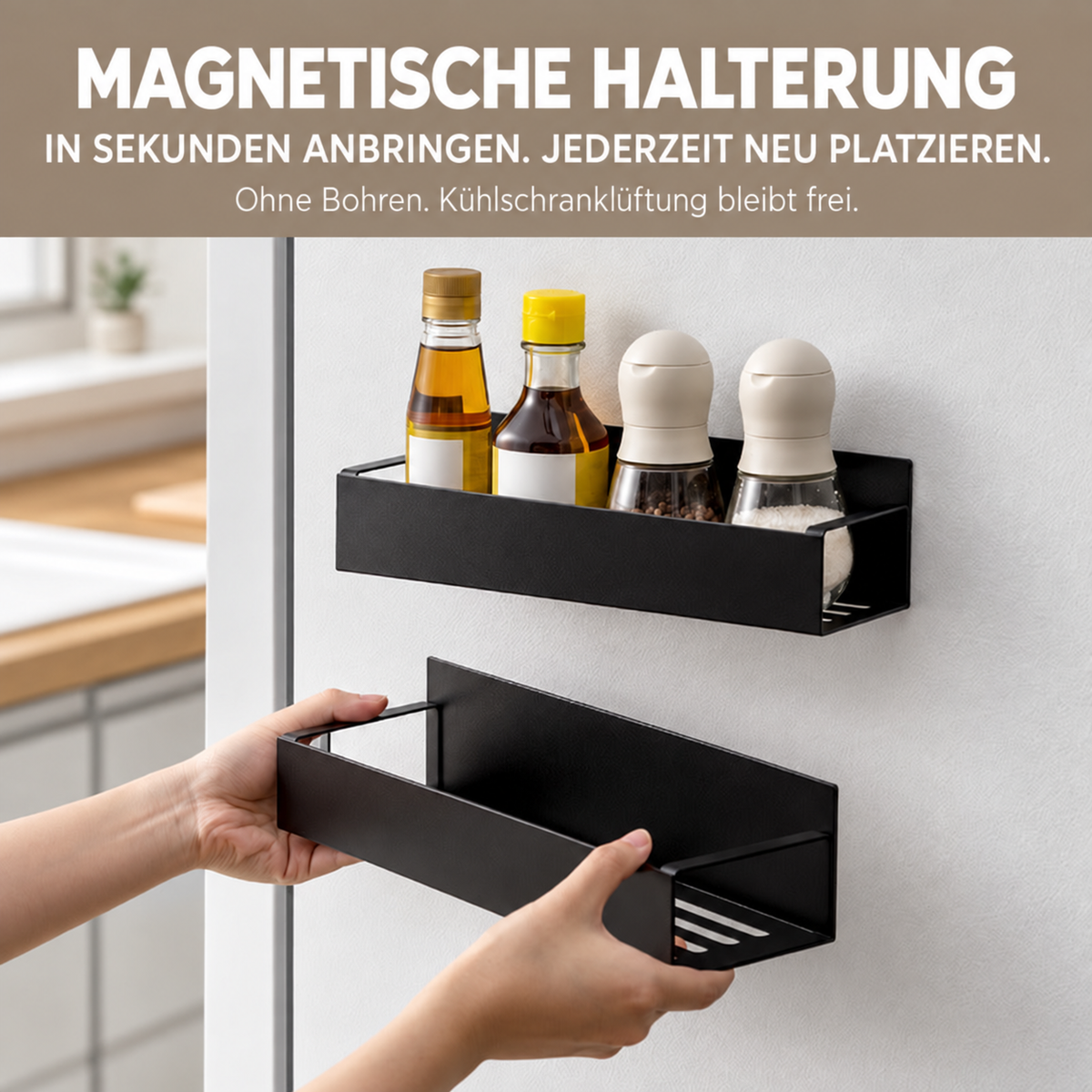Nordspur | Bohrerfreies magnetisches Kühlschrankregal