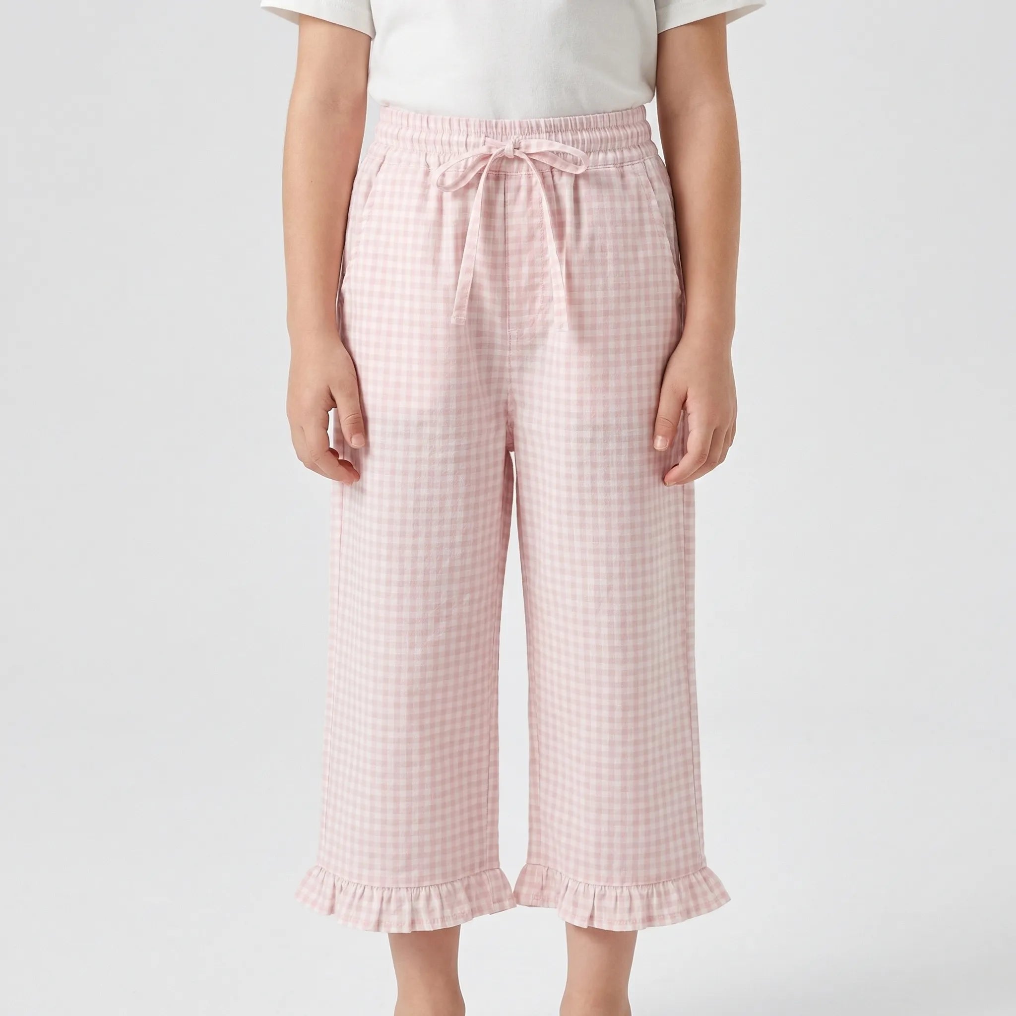 Mädchen Set mit Schleifentop und karierter Hose für Kleinkinder