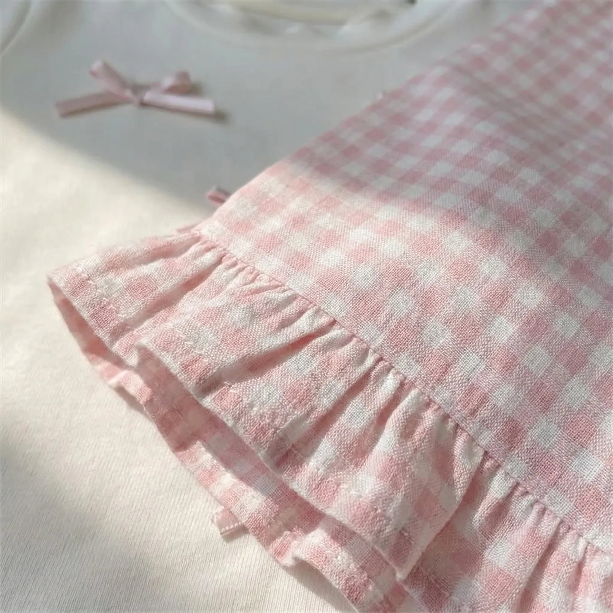 Mädchen Set mit Schleifentop und karierter Hose für Kleinkinder