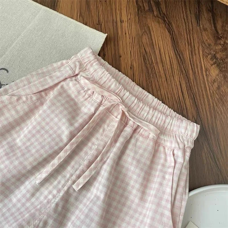 Mädchen Set mit Schleifentop und karierter Hose für Kleinkinder