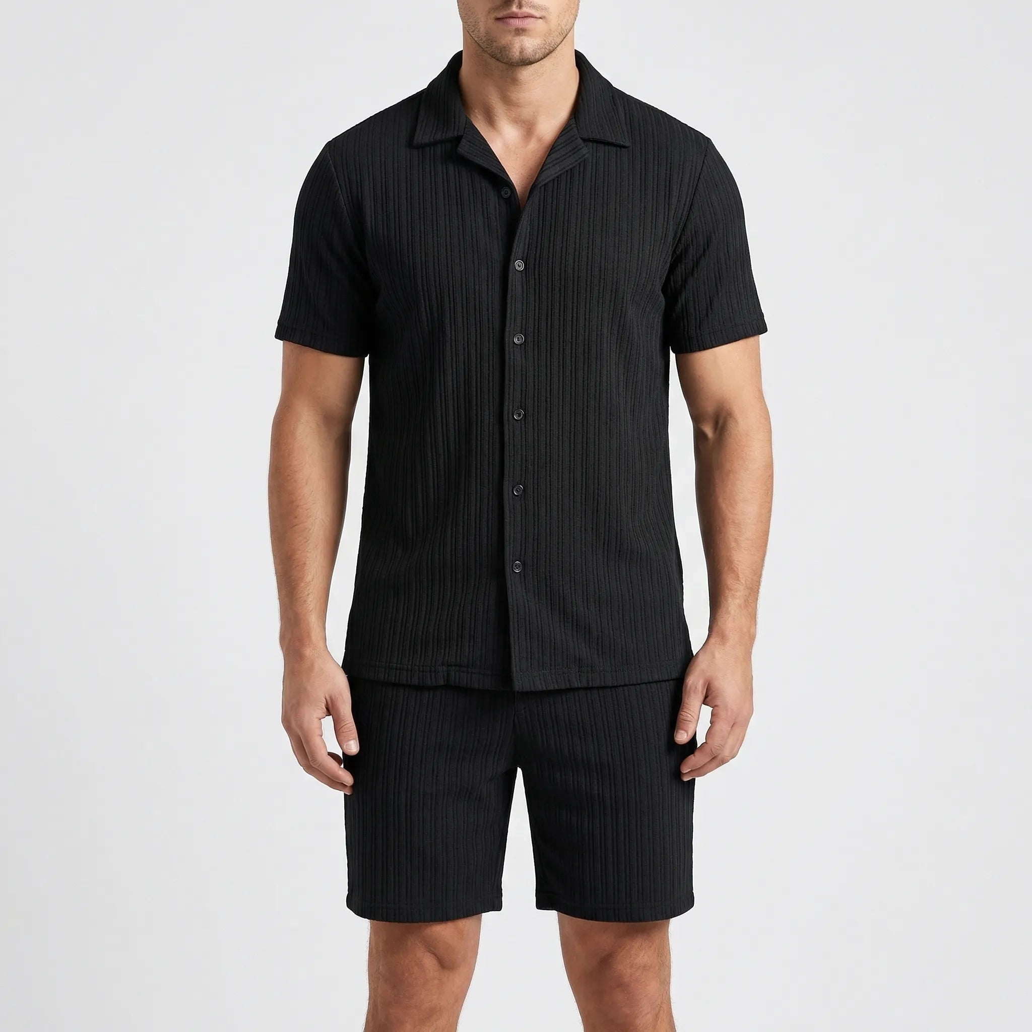 Herren Kurzarmhemd und Shorts Set für Strand und Freizeit