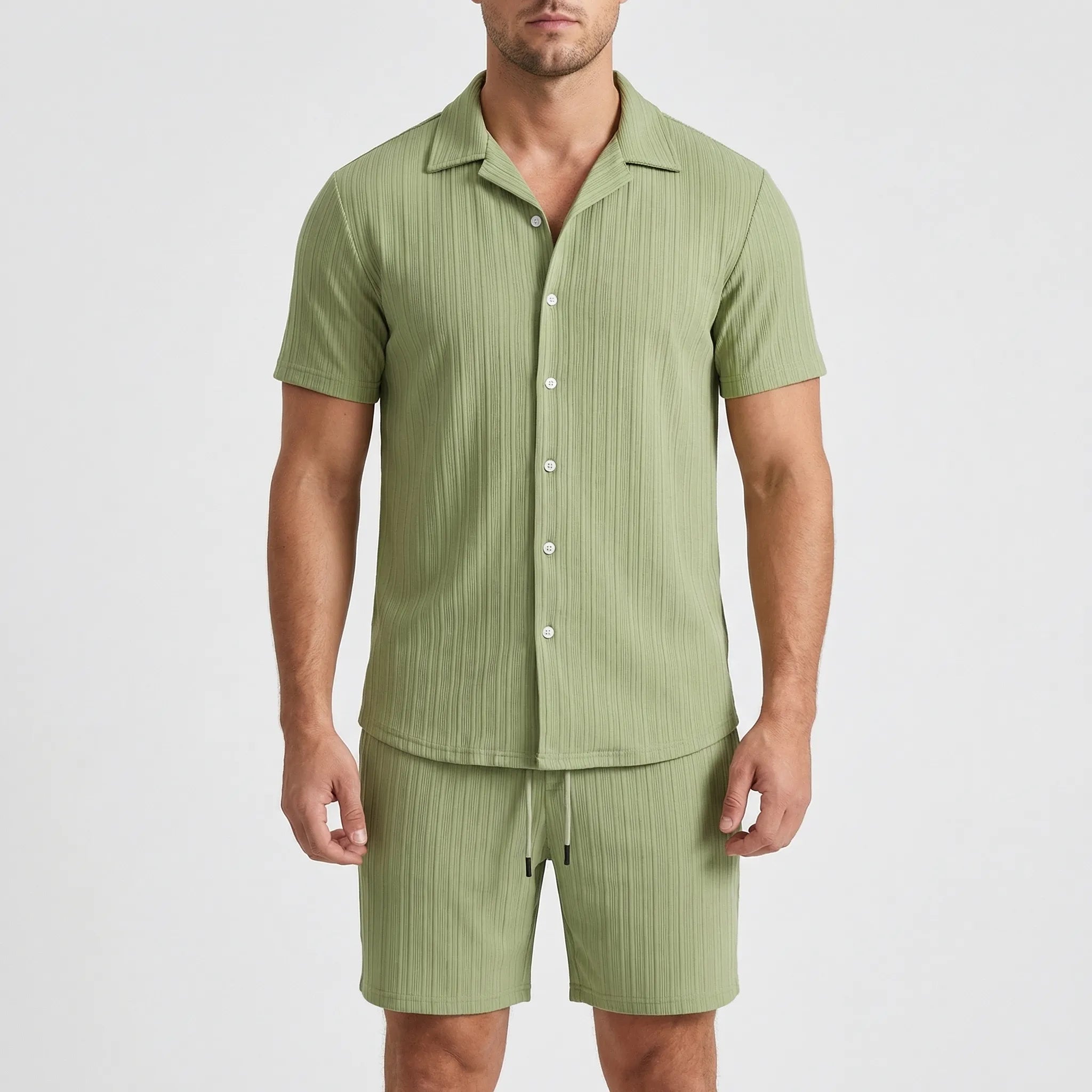 Herren Kurzarmhemd und Shorts Set für Strand und Freizeit