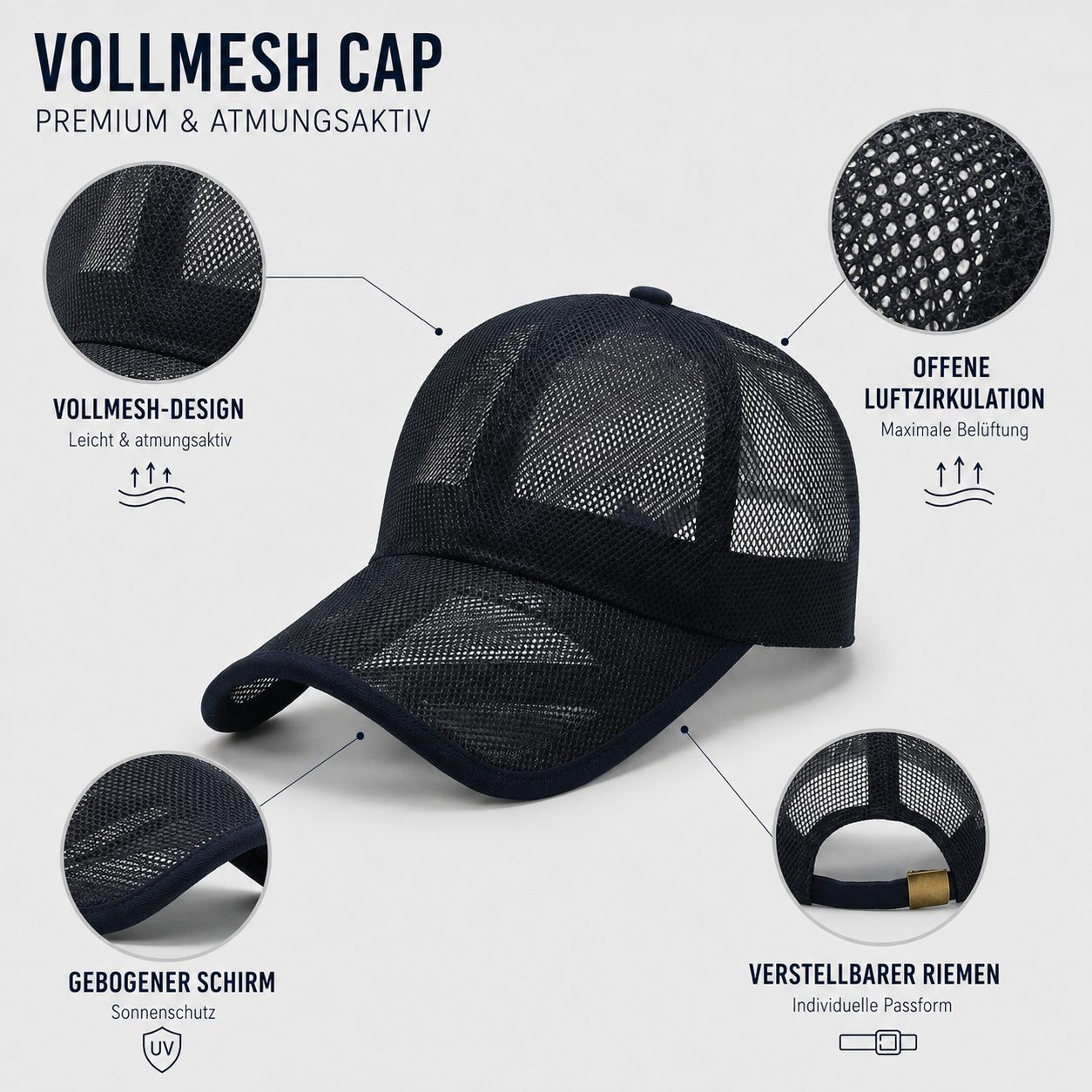 Nordspur | Brezzon Voll-Mesh Atmungsaktive Baseballkappe