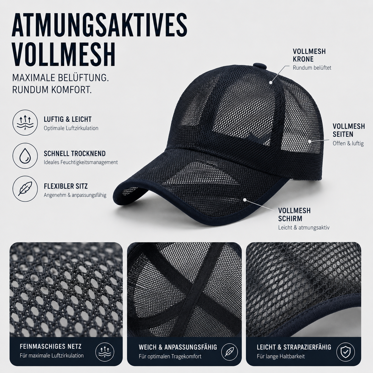 Nordspur | Brezzon Voll-Mesh Atmungsaktive Baseballkappe