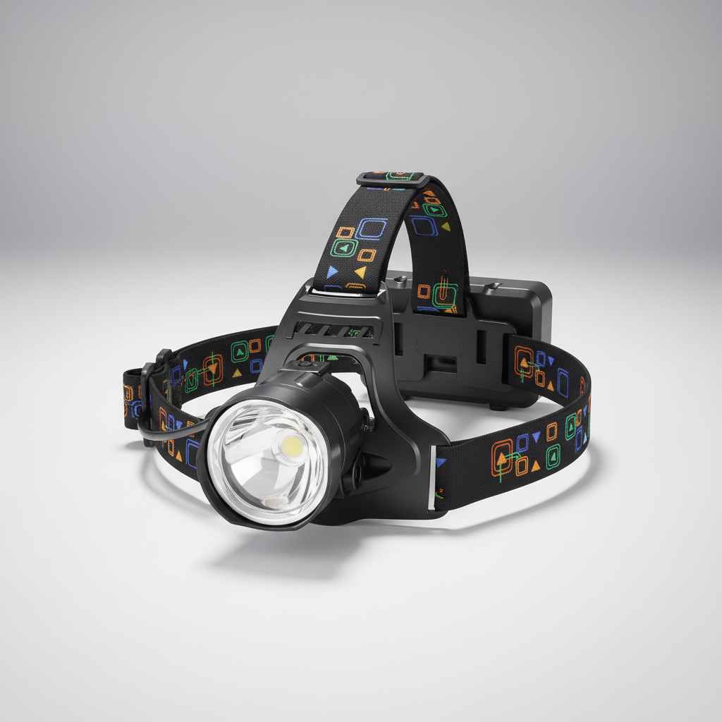 Stirnlampe mit zoombar XHP100-LED und Fernbeamstrahlung