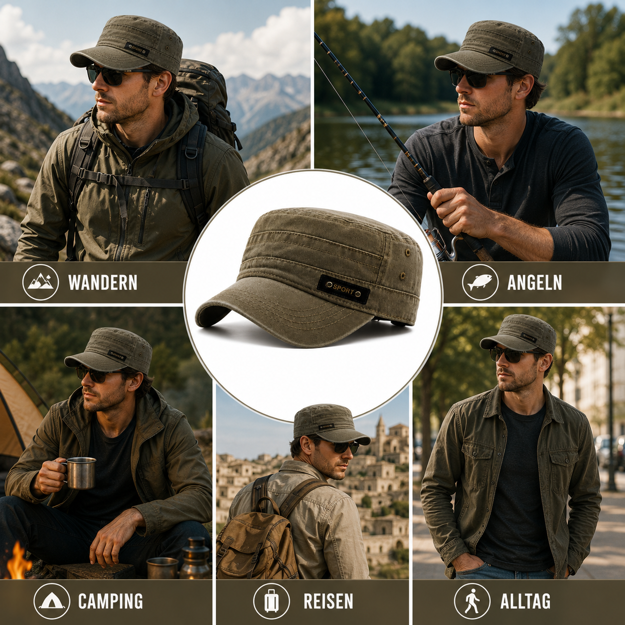 Nordspur | Brimfeld Flache Militär-Sonnenkappe