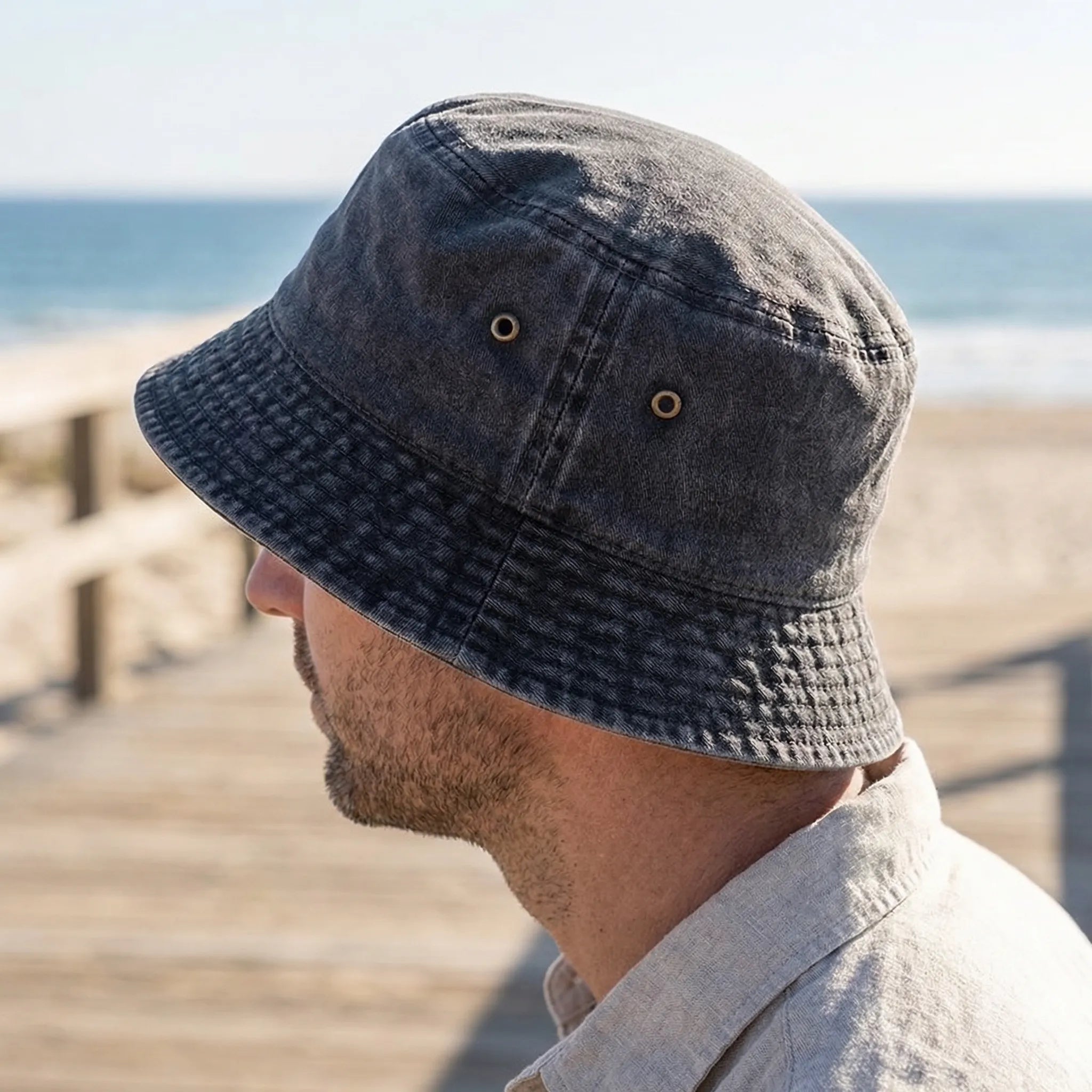 Unisex Bucket-Hut breite Krempe Sonnenschutz packbar Baumwolle