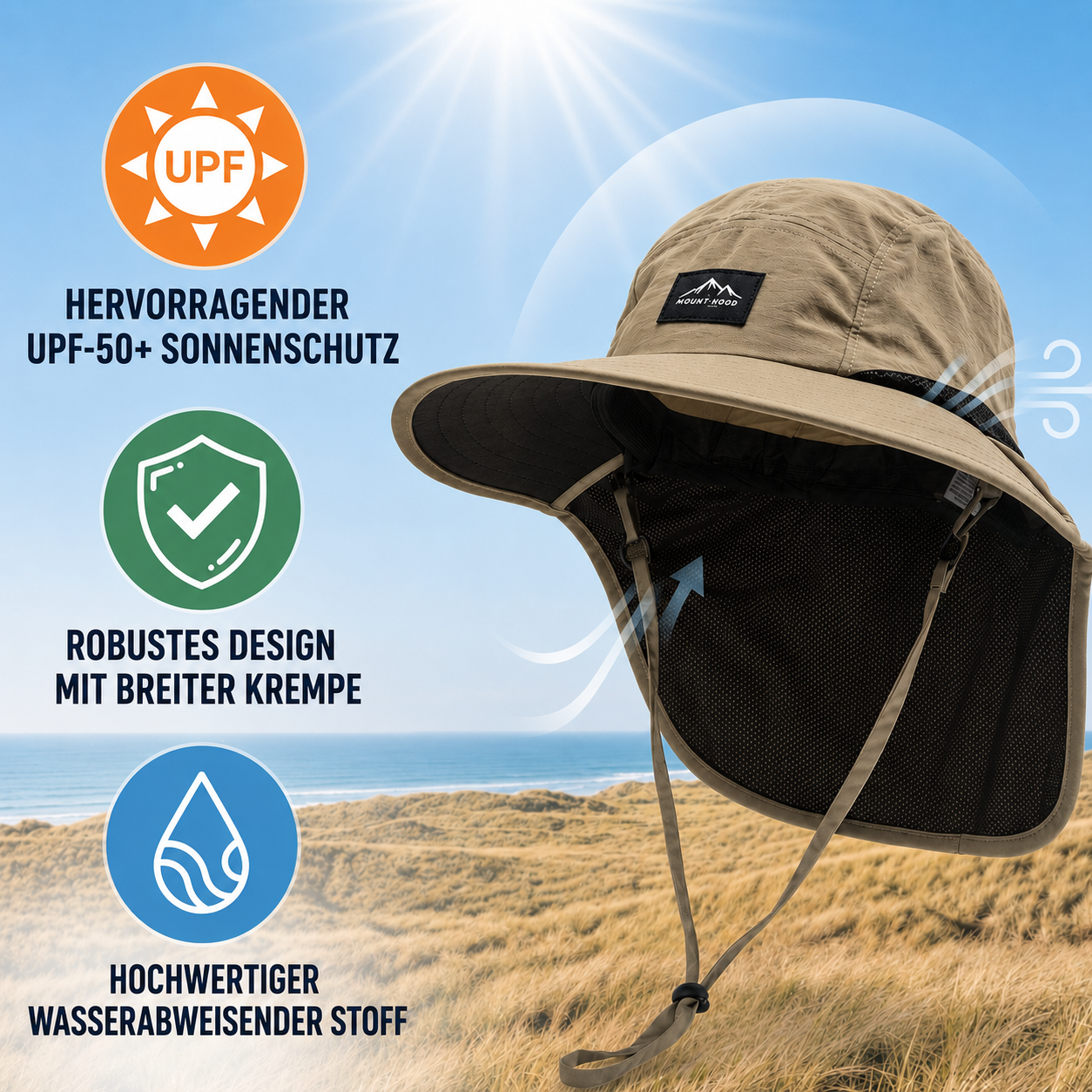 Nordspur | Brimveil Wanderhut mit Nackenschutz | UPF 50+