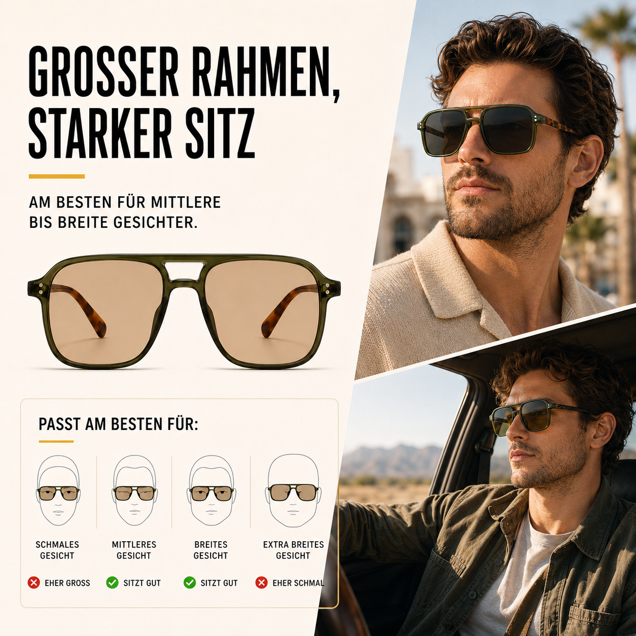 Nordspur | Brixton Doppelsteg-Sonnenbrille Quadratisch