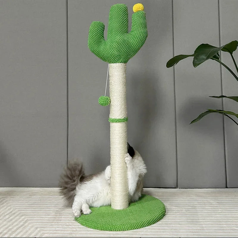 Kaktus Kratzbaum für Katzen mit Seilstamm und Spielbällen