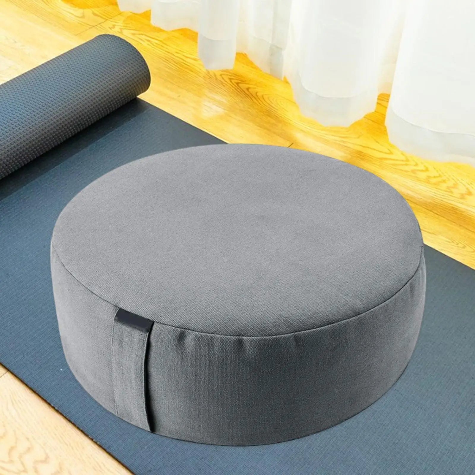 Rundes Meditations-Sitzkissen mit Tragegriff für Yoga und Bodenübungen