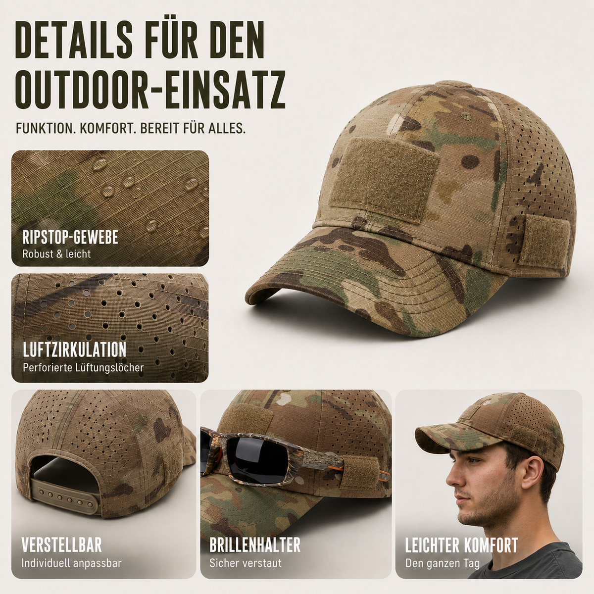 Nordspur | Camoflekt Verstellbare Baseballkappe mit Camouflage-Muster