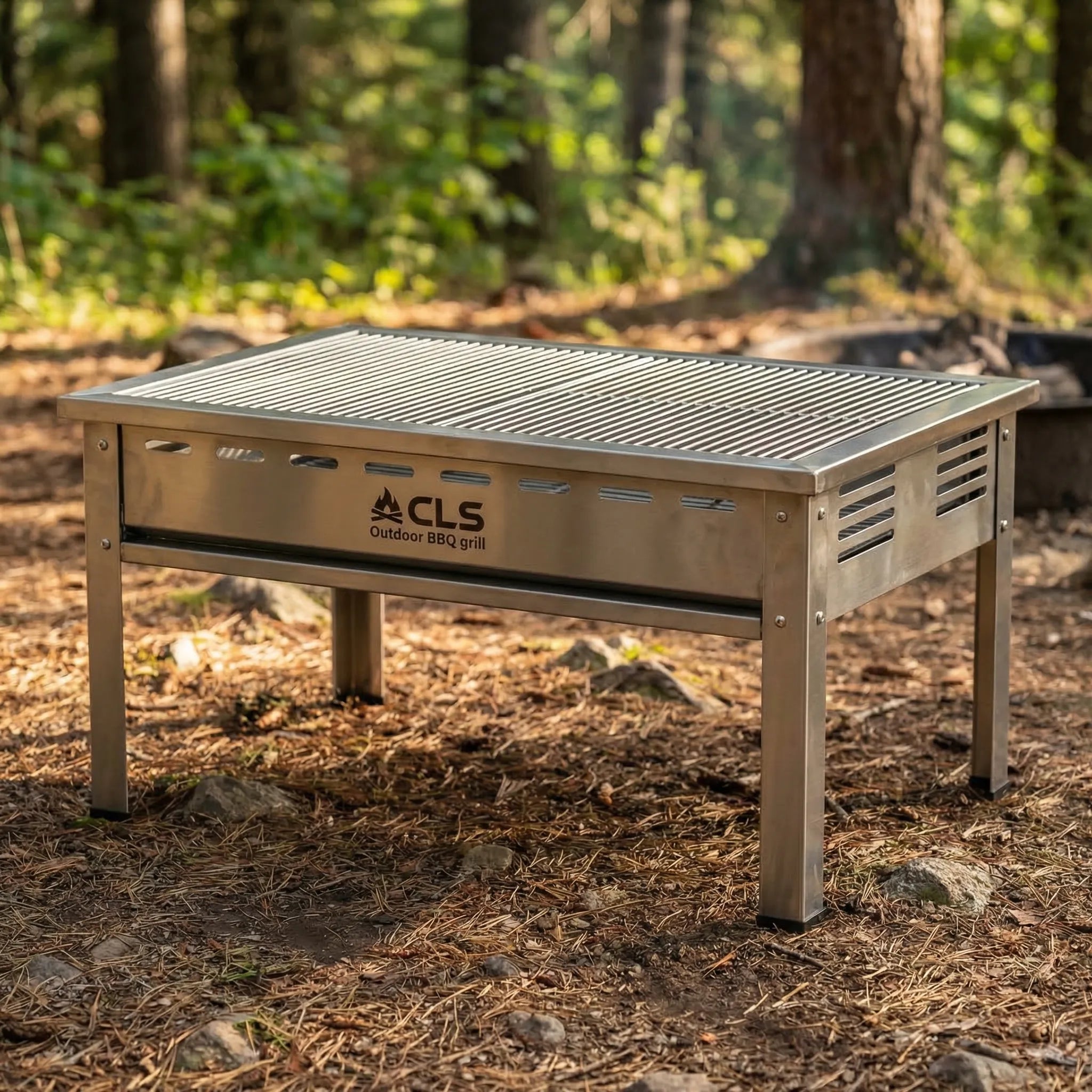 Klappbarer Camping-Tisch mit verstellbaren Beinen und Brennerpanel
