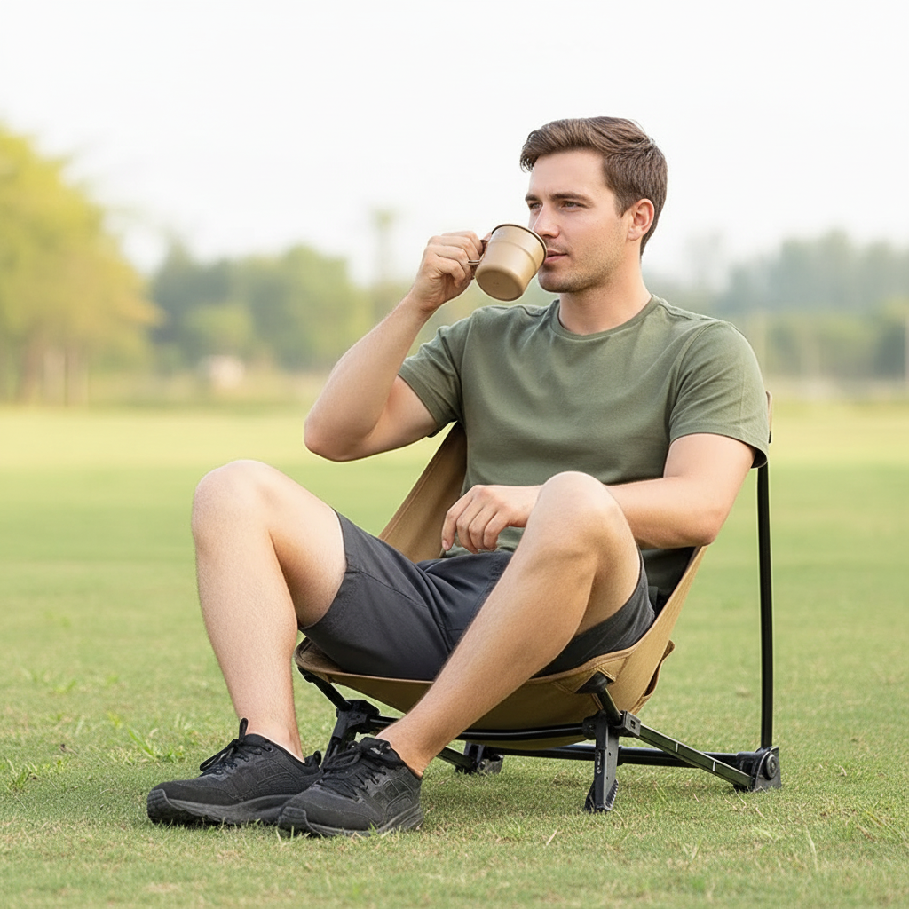 Kompakter Campingstuhl niedrig klappbar ergonomisch stabil