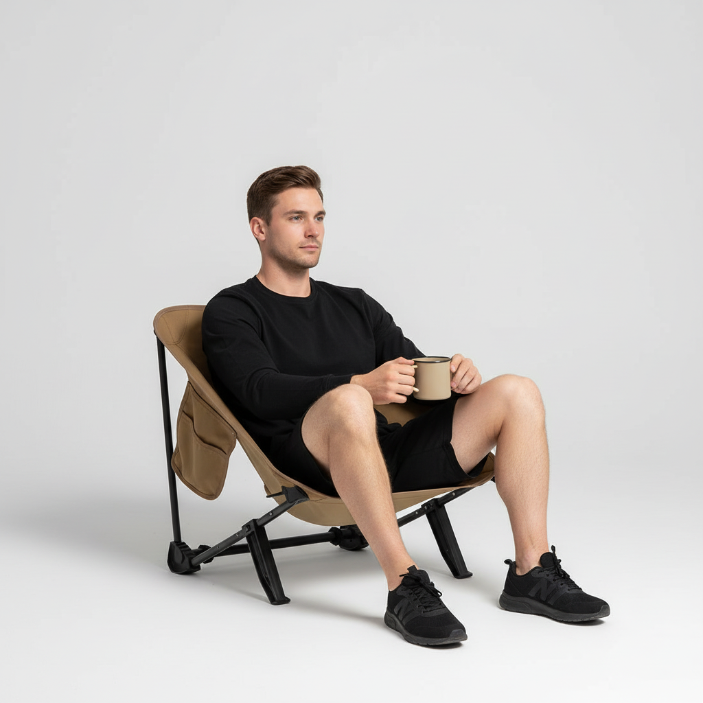 Kompakter Campingstuhl niedrig klappbar ergonomisch stabil