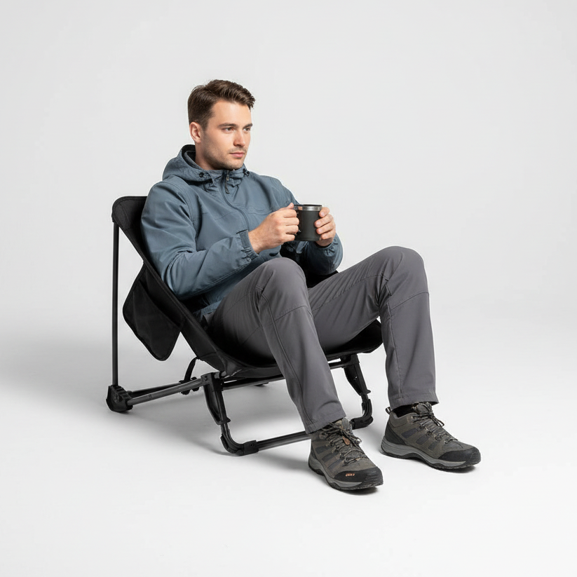Kompakter Campingstuhl niedrig klappbar ergonomisch stabil