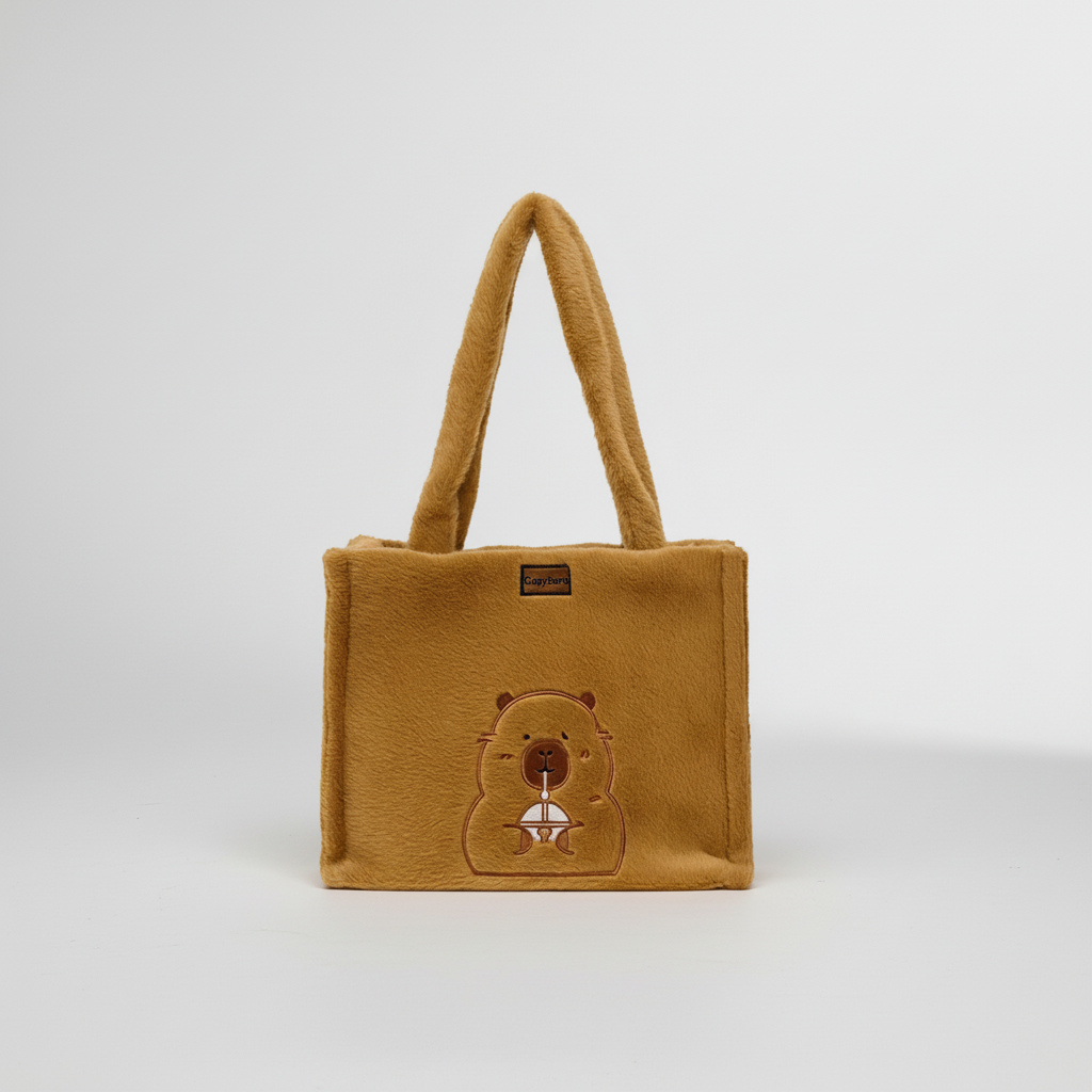 Capybara Plüsch-Rucksack Kunstfell Damen kompakt