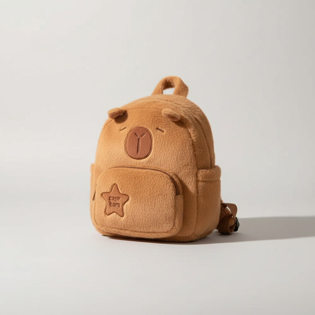 Capybara Plüsch-Rucksack Kunstfell Damen kompakt