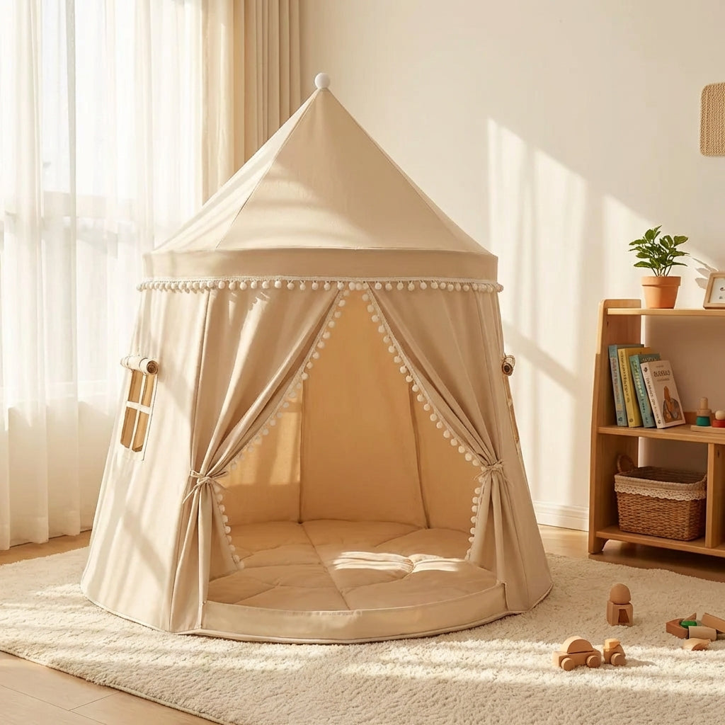 Faltbares Kinder Spielzelt im Schloss-Design mit gepolstertem Boden