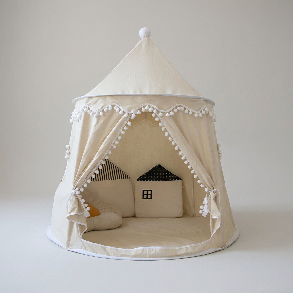 Faltbares Kinder Spielzelt im Schloss-Design mit gepolstertem Boden