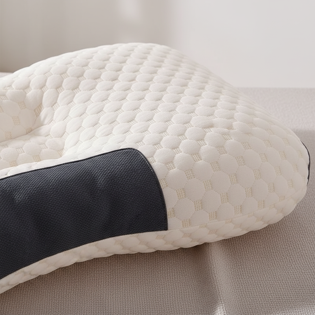 Orthopädisches Nackenkissen mit Massagezonen und atmungsaktivem Strickbezug