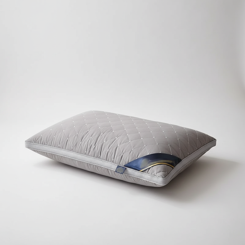 Ergonomisches Nackenstützenkissen mit gestepptem Bezug und Mesh-Paneelen