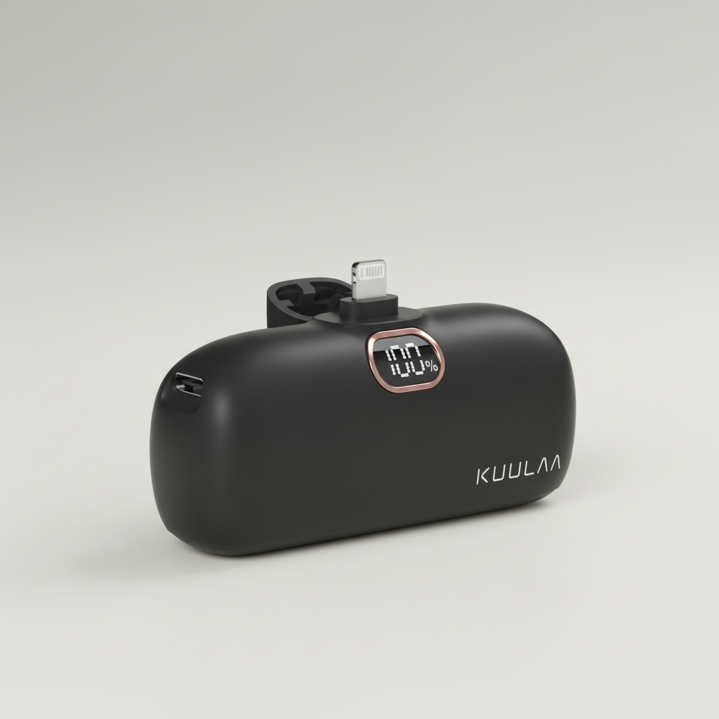 Kompakte Powerbank 5000mAh mit digitaler Akkuanzeige und USB-C