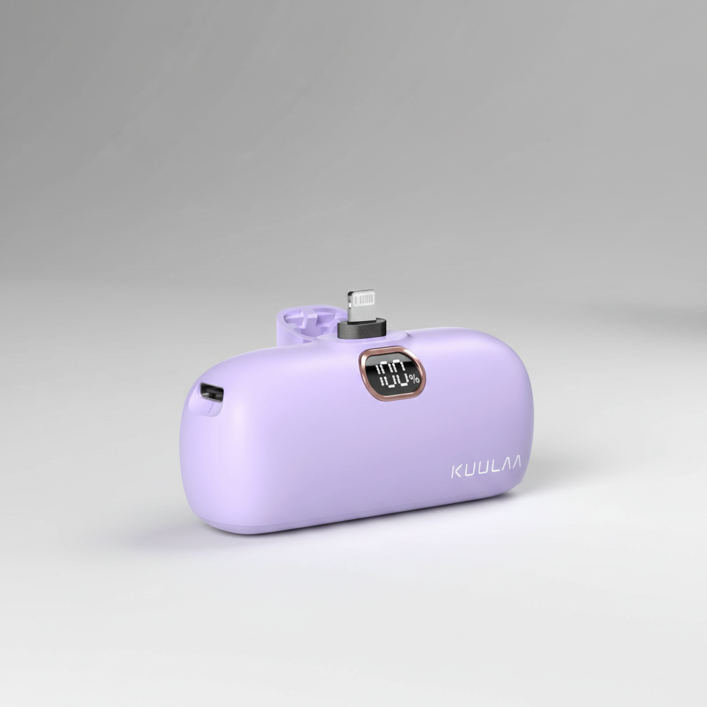 Kompakte Powerbank 5000mAh mit digitaler Akkuanzeige und USB-C