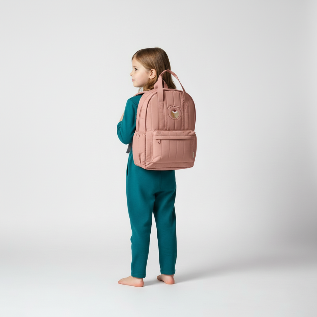 Gesteppter Kinderrucksack Baumwolle mit verstellbaren Schultergurten