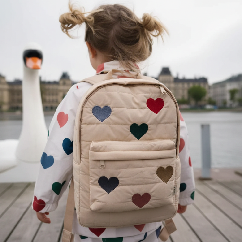 Gesteppter Kinderrucksack Baumwolle mit verstellbaren Schultergurten
