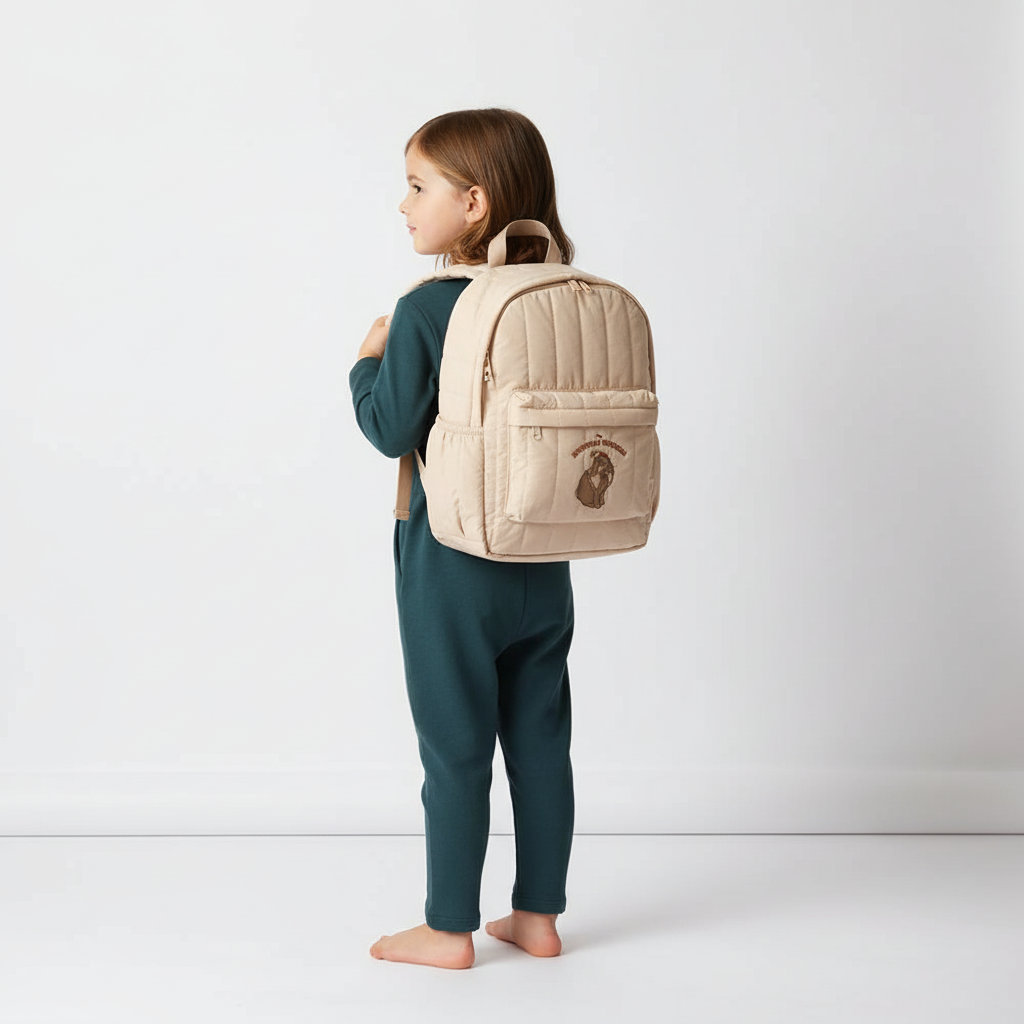 Gesteppter Kinderrucksack Baumwolle mit verstellbaren Schultergurten