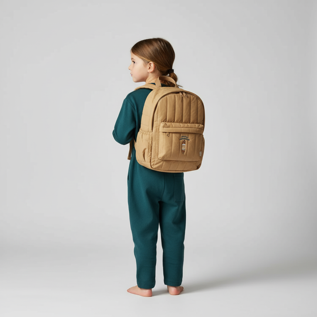 Gesteppter Kinderrucksack Baumwolle mit verstellbaren Schultergurten
