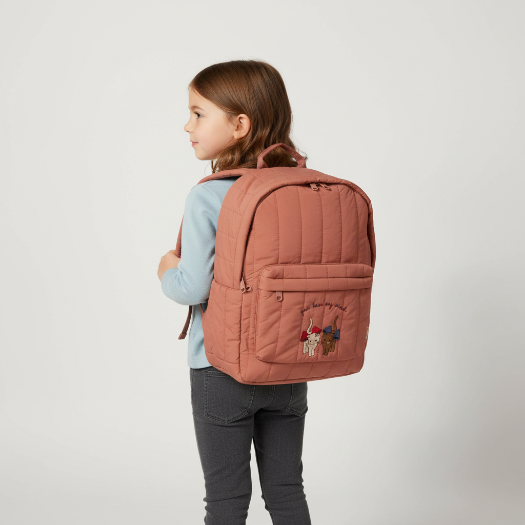 Gesteppter Kinderrucksack Baumwolle mit verstellbaren Schultergurten
