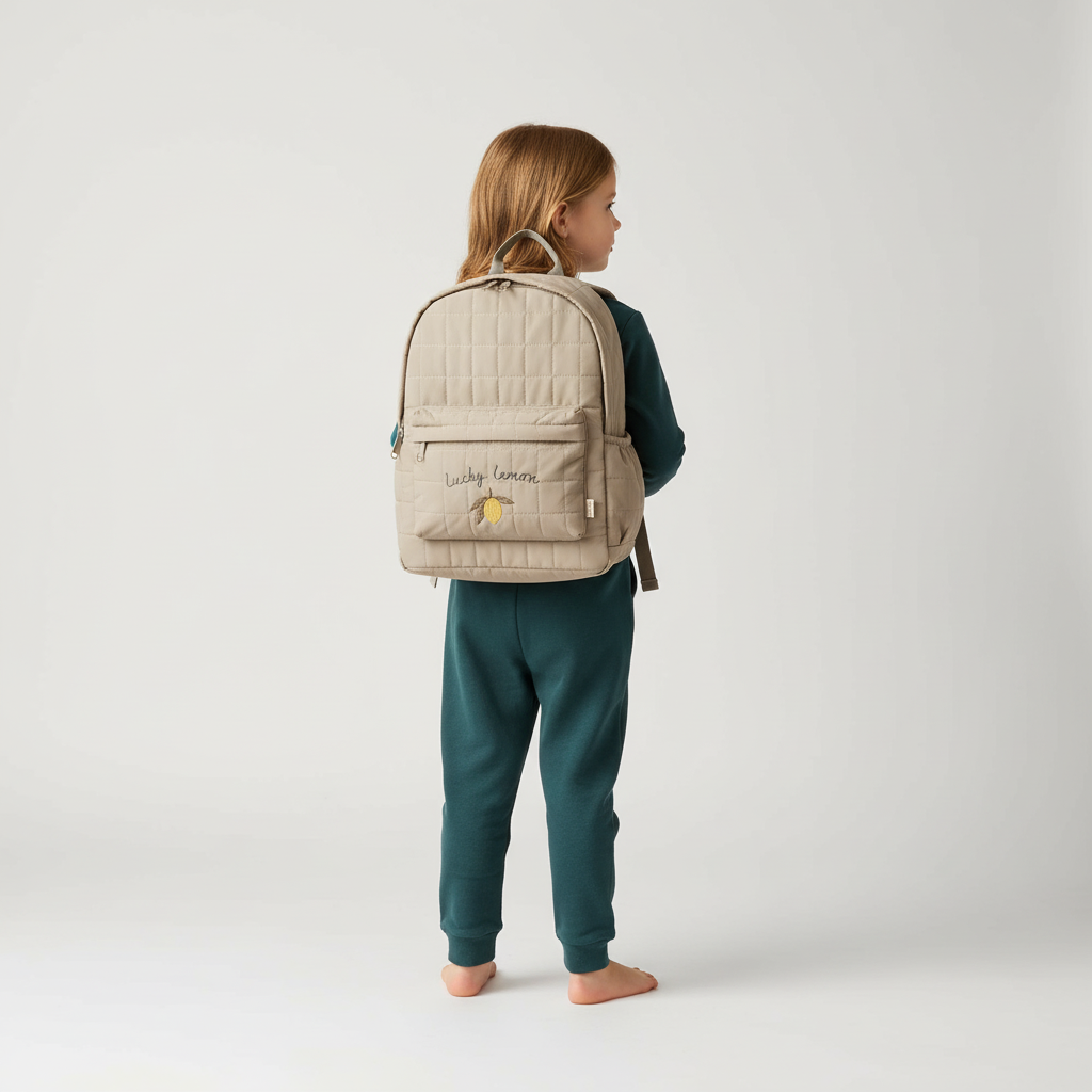 Gesteppter Kinderrucksack Baumwolle mit verstellbaren Schultergurten