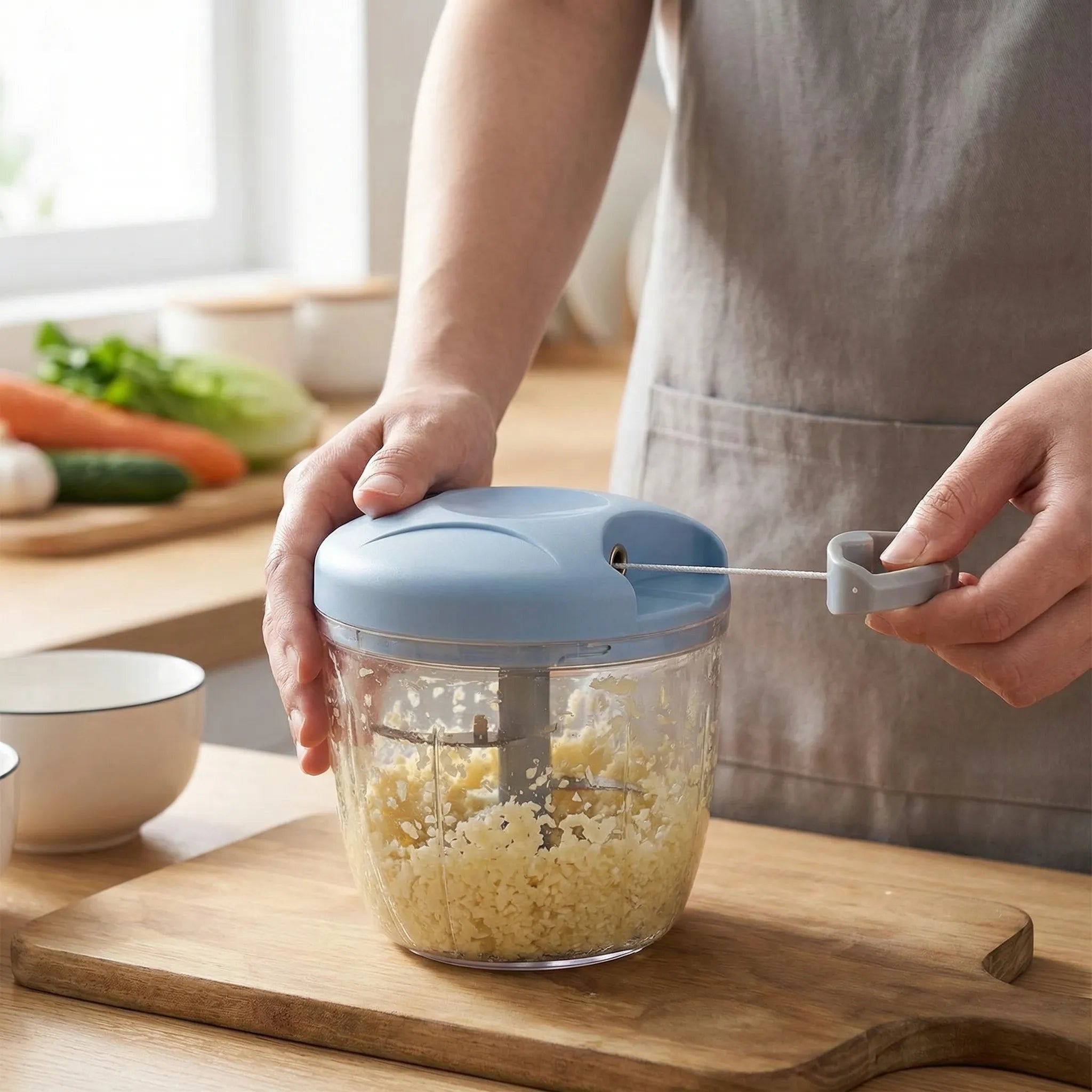 Manuelle Zerkleinerungsmaschine Knoblauch Gemüse ergonomisch kompakt