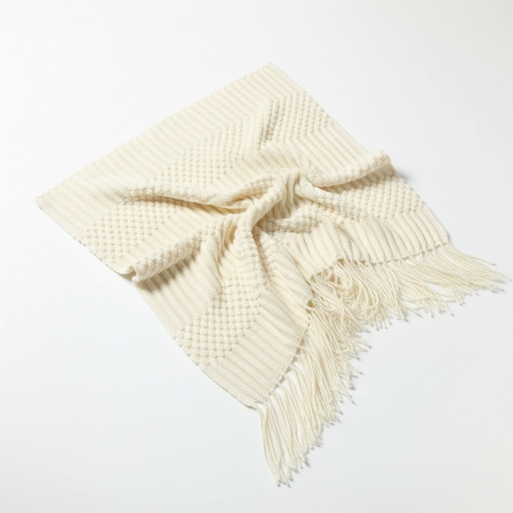 Chunky-Knit-Decke mit Quastenkanten für Sofa und Bett