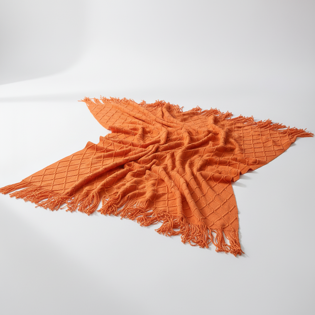 Chunky-Knit-Decke mit Quastenkanten für Sofa und Bett