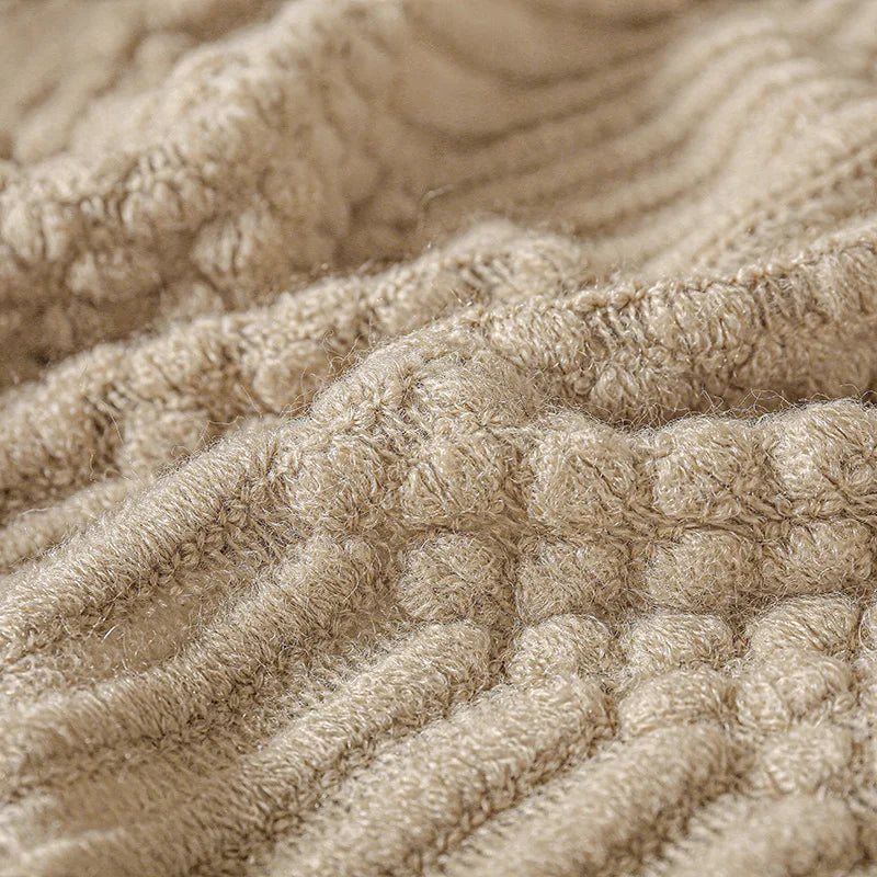 Chunky-Knit-Decke mit Quastenkanten für Sofa und Bett