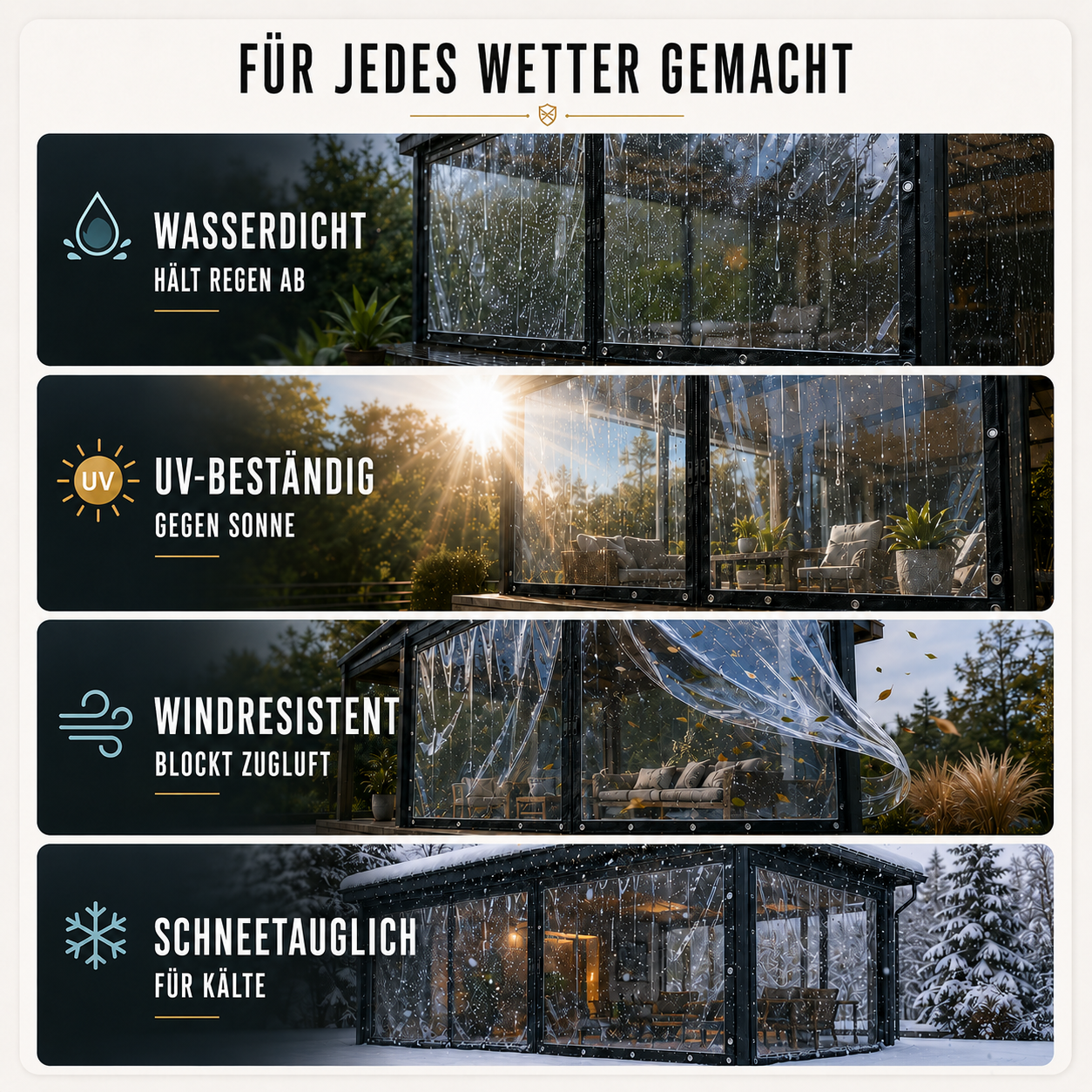 Nordspur | Clearverra Transparente Reißverschluss-Überdachungswand